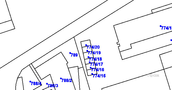 Parcela st. 774/20 v KÚ Medlánky, Katastrální mapa