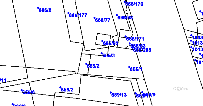 Parcela st. 655/3 v KÚ Medlánky, Katastrální mapa