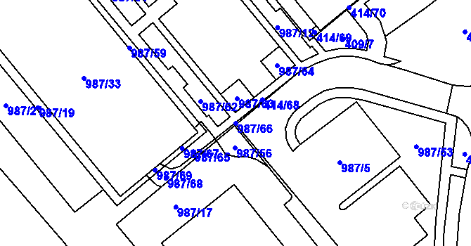 Parcela st. 987/66 v KÚ Medlánky, Katastrální mapa