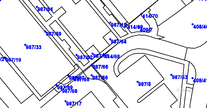 Parcela st. 414/68 v KÚ Medlánky, Katastrální mapa