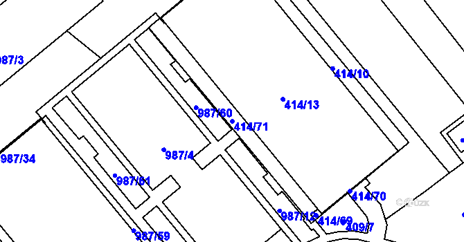 Parcela st. 414/71 v KÚ Medlánky, Katastrální mapa