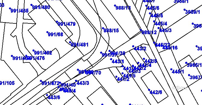 Parcela st. 991/37 v KÚ Medlánky, Katastrální mapa