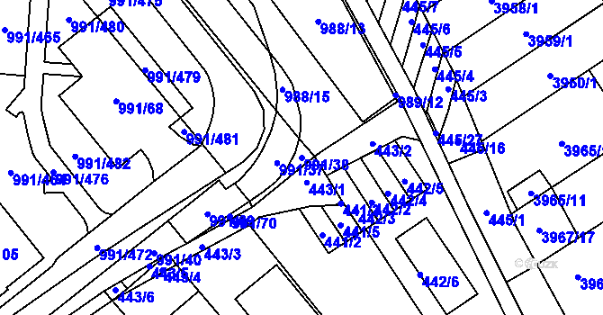 Parcela st. 991/38 v KÚ Medlánky, Katastrální mapa