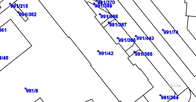 Parcela st. 991/42 v KÚ Medlánky, Katastrální mapa