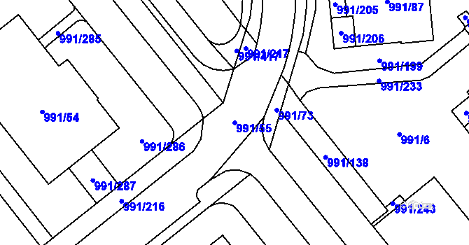Parcela st. 991/55 v KÚ Medlánky, Katastrální mapa