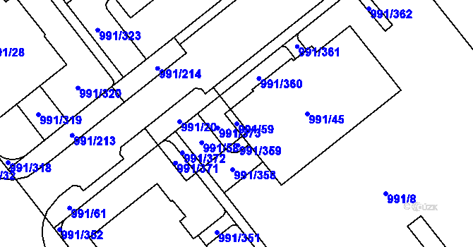 Parcela st. 991/59 v KÚ Medlánky, Katastrální mapa