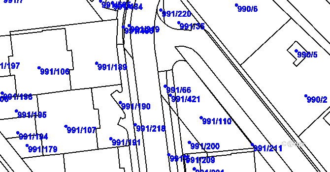Parcela st. 991/66 v KÚ Medlánky, Katastrální mapa