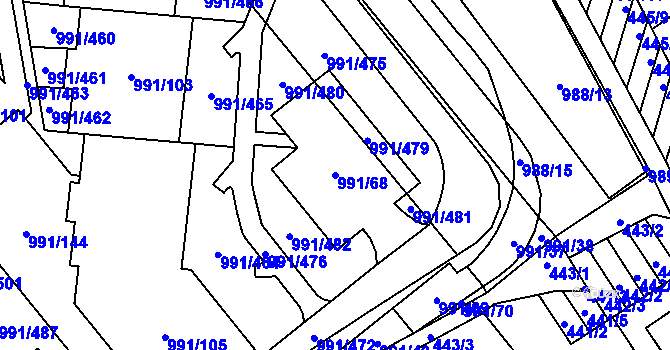 Parcela st. 991/68 v KÚ Medlánky, Katastrální mapa