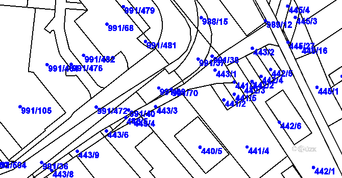 Parcela st. 991/70 v KÚ Medlánky, Katastrální mapa