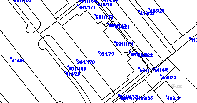 Parcela st. 991/79 v KÚ Medlánky, Katastrální mapa
