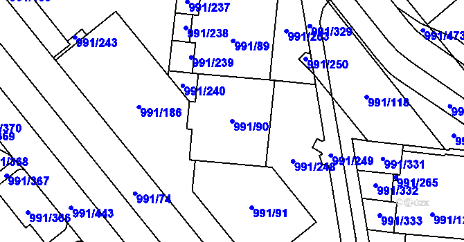 Parcela st. 991/90 v KÚ Medlánky, Katastrální mapa