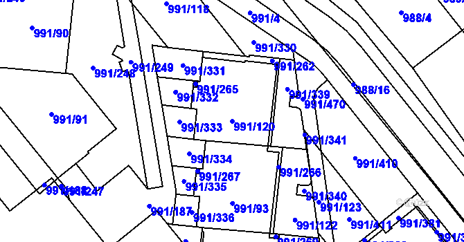 Parcela st. 991/120 v KÚ Medlánky, Katastrální mapa