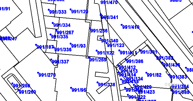 Parcela st. 991/122 v KÚ Medlánky, Katastrální mapa