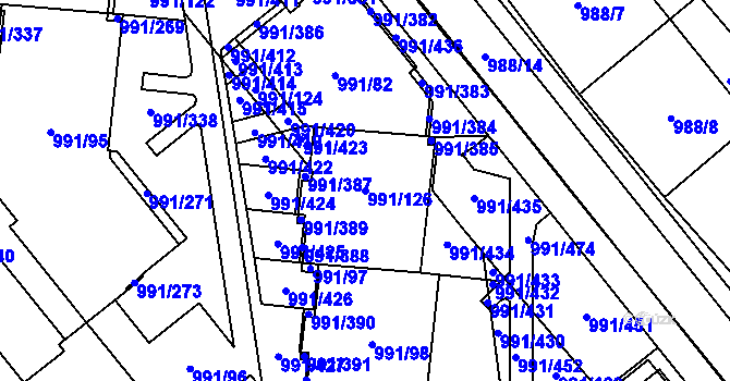 Parcela st. 991/126 v KÚ Medlánky, Katastrální mapa