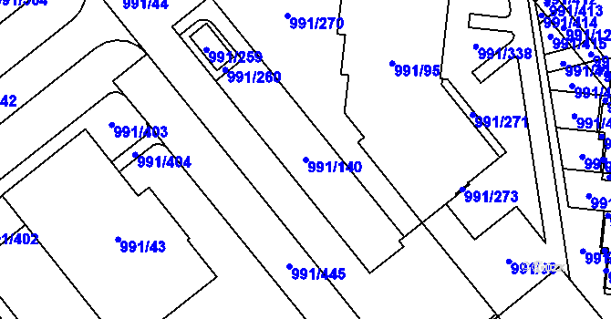Parcela st. 991/140 v KÚ Medlánky, Katastrální mapa