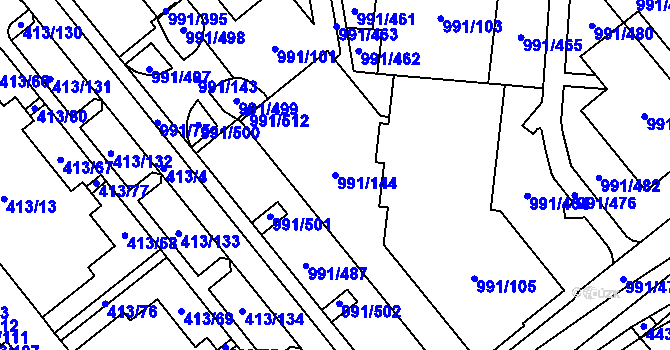 Parcela st. 991/144 v KÚ Medlánky, Katastrální mapa