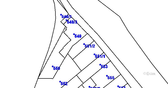Parcela st. 551/2 v KÚ Medlánky, Katastrální mapa