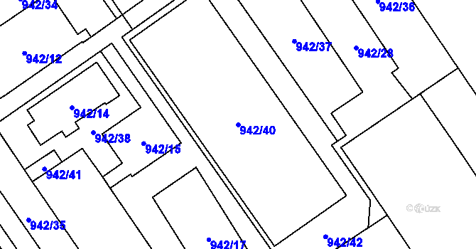 Parcela st. 942/40 v KÚ Medlánky, Katastrální mapa