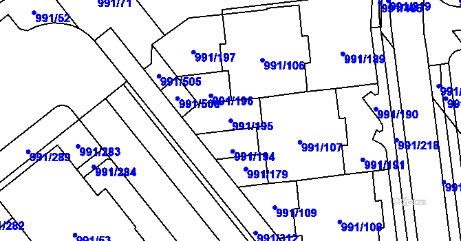 Parcela st. 991/195 v KÚ Medlánky, Katastrální mapa
