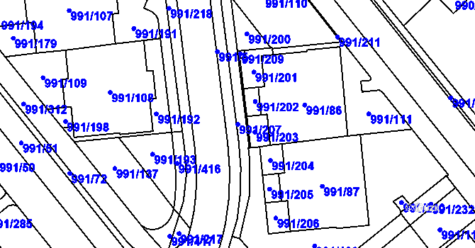 Parcela st. 991/207 v KÚ Medlánky, Katastrální mapa