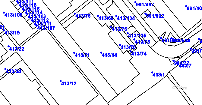 Parcela st. 413/14 v KÚ Medlánky, Katastrální mapa