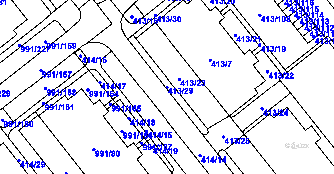 Parcela st. 413/29 v KÚ Medlánky, Katastrální mapa
