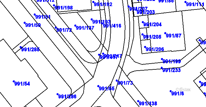 Parcela st. 991/217 v KÚ Medlánky, Katastrální mapa