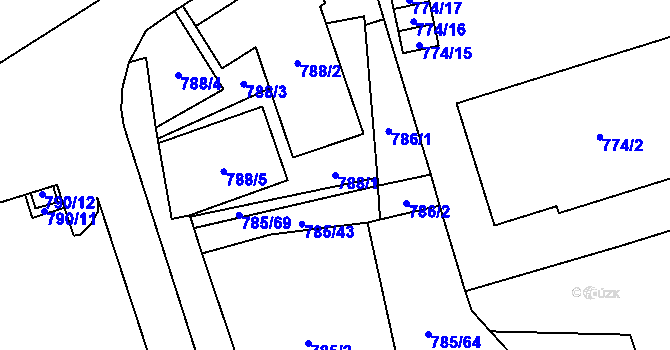 Parcela st. 788/1 v KÚ Medlánky, Katastrální mapa
