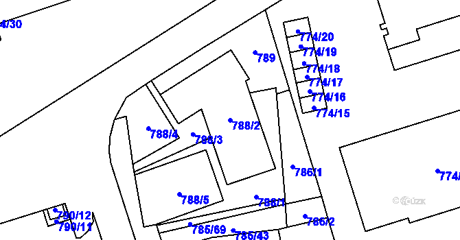Parcela st. 788/2 v KÚ Medlánky, Katastrální mapa