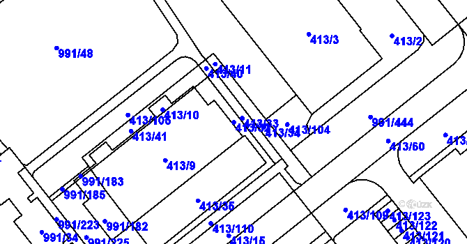 Parcela st. 413/32 v KÚ Medlánky, Katastrální mapa