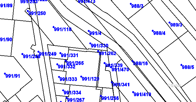 Parcela st. 991/262 v KÚ Medlánky, Katastrální mapa