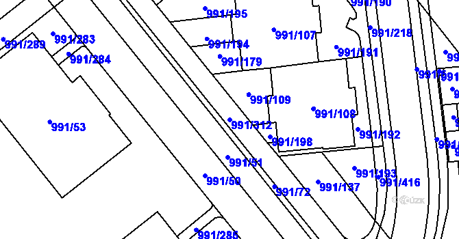 Parcela st. 991/312 v KÚ Medlánky, Katastrální mapa