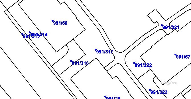 Parcela st. 991/317 v KÚ Medlánky, Katastrální mapa