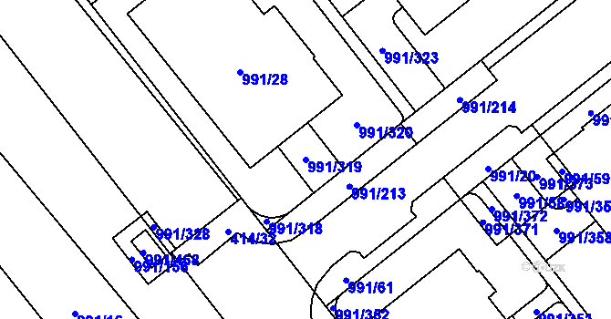 Parcela st. 991/319 v KÚ Medlánky, Katastrální mapa