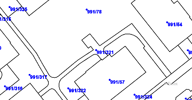 Parcela st. 991/321 v KÚ Medlánky, Katastrální mapa