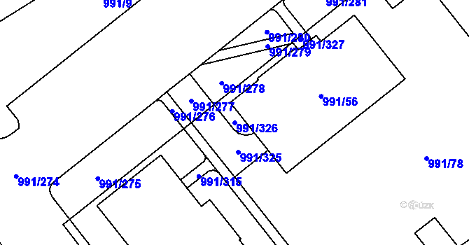 Parcela st. 991/326 v KÚ Medlánky, Katastrální mapa