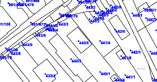 Parcela st. 440/5 v KÚ Medlánky, Katastrální mapa