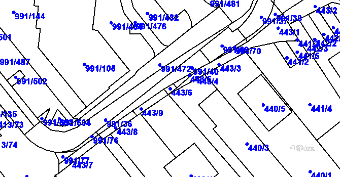Parcela st. 443/6 v KÚ Medlánky, Katastrální mapa
