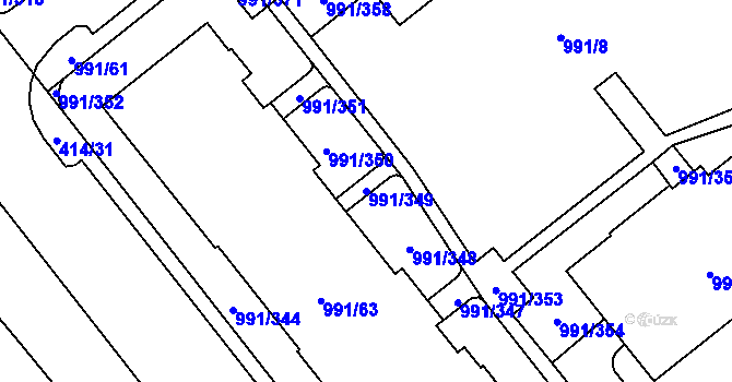 Parcela st. 991/349 v KÚ Medlánky, Katastrální mapa