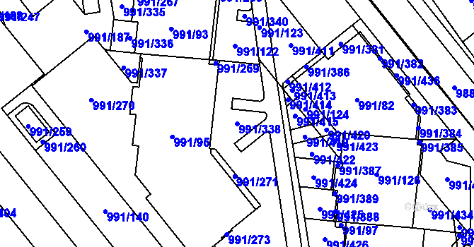 Parcela st. 991/338 v KÚ Medlánky, Katastrální mapa