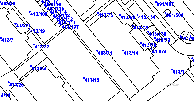 Parcela st. 413/71 v KÚ Medlánky, Katastrální mapa