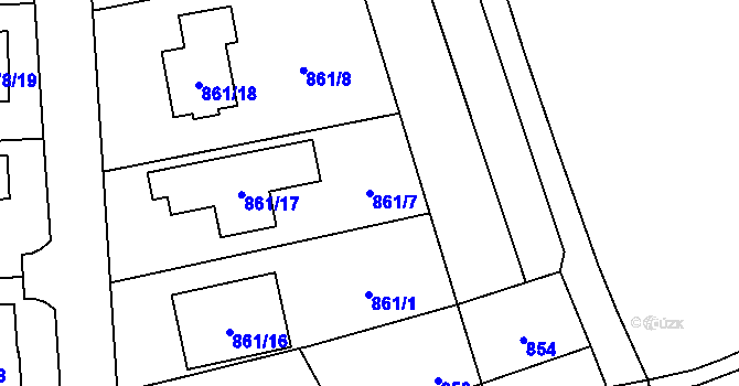 Parcela st. 861/7 v KÚ Medlánky, Katastrální mapa