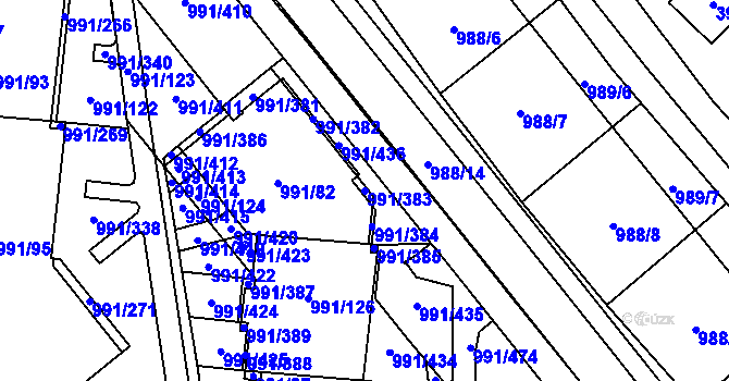 Parcela st. 991/383 v KÚ Medlánky, Katastrální mapa