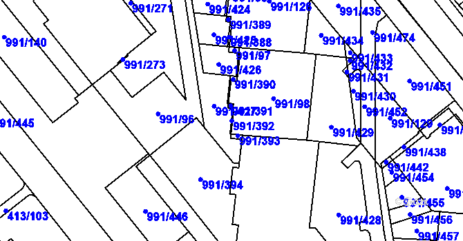 Parcela st. 991/392 v KÚ Medlánky, Katastrální mapa