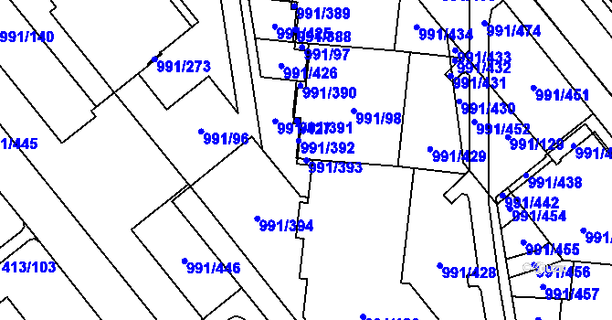 Parcela st. 991/393 v KÚ Medlánky, Katastrální mapa
