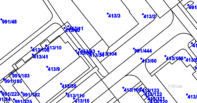 Parcela st. 413/104 v KÚ Medlánky, Katastrální mapa