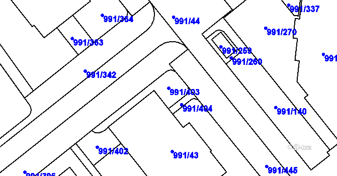 Parcela st. 991/403 v KÚ Medlánky, Katastrální mapa