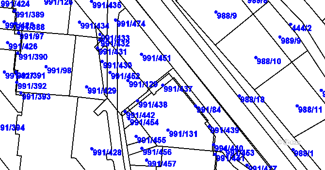 Parcela st. 991/437 v KÚ Medlánky, Katastrální mapa