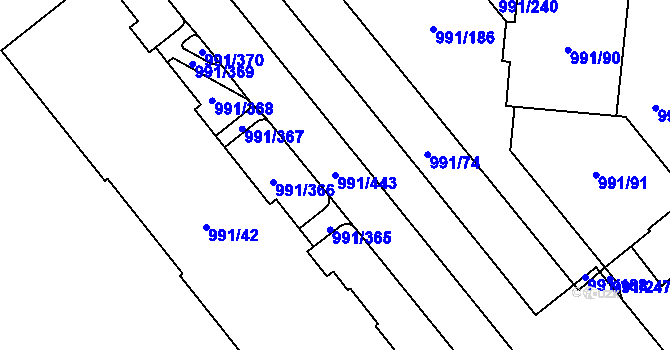 Parcela st. 991/443 v KÚ Medlánky, Katastrální mapa