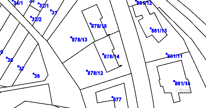 Parcela st. 878/14 v KÚ Medlánky, Katastrální mapa